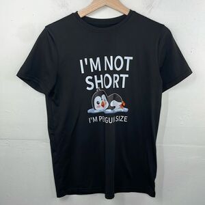 Graphic T-Shirt I’m Not Short I’m Penguin Size Black size small